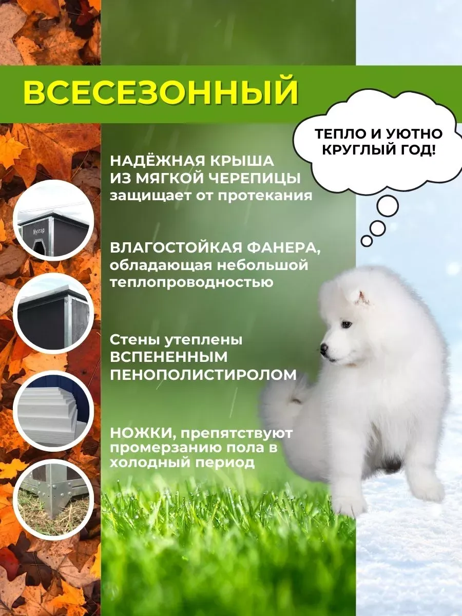 Будка для собак утепленная M. Фото 2