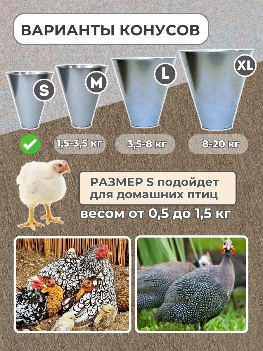 Конус для убоя "S" с кронштейном крепления-(D-75/190; H-220). Фото 2