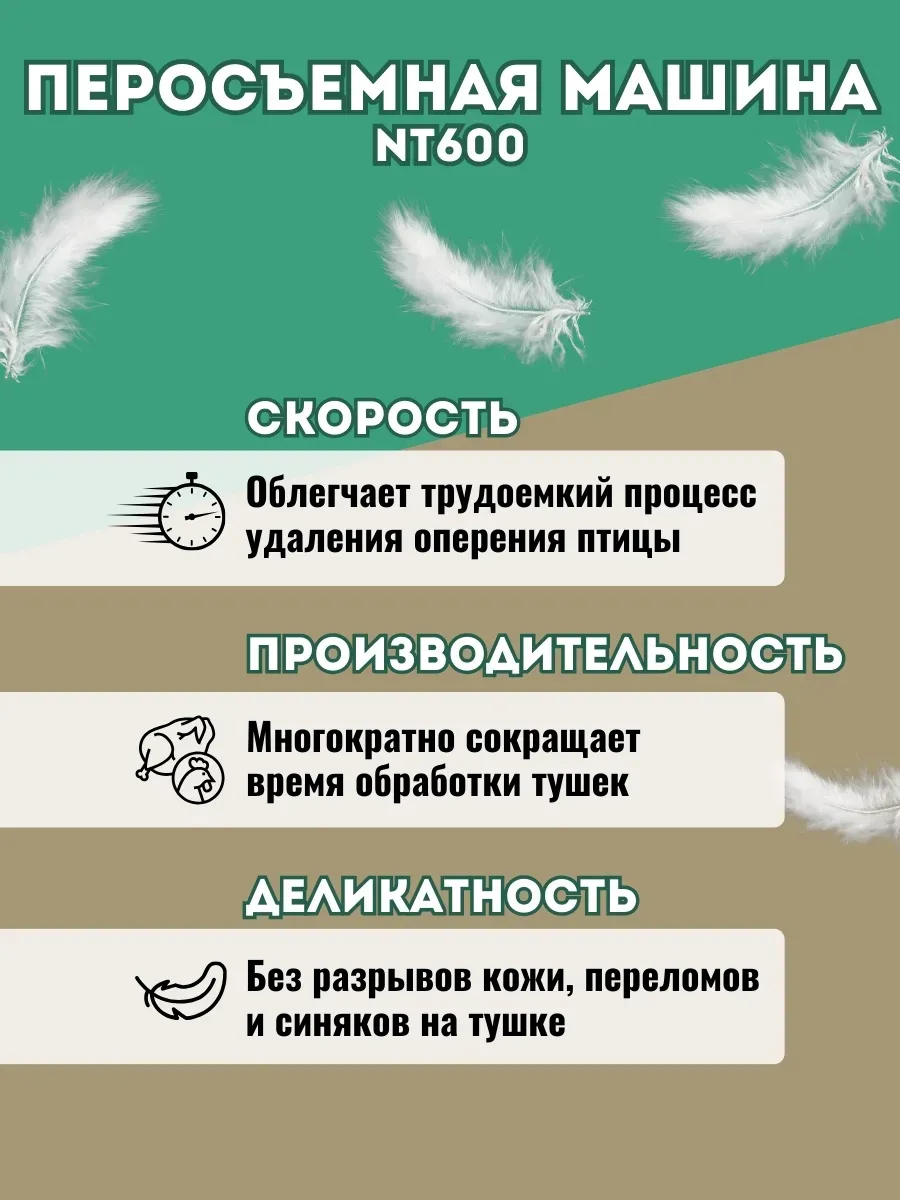 Перосъёмная машина-60 2,2кВт (НТ-600A). Фото 3