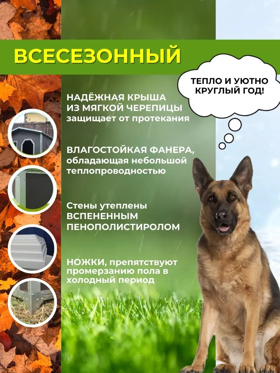 Будка для собак утепленная Л. Фото 5