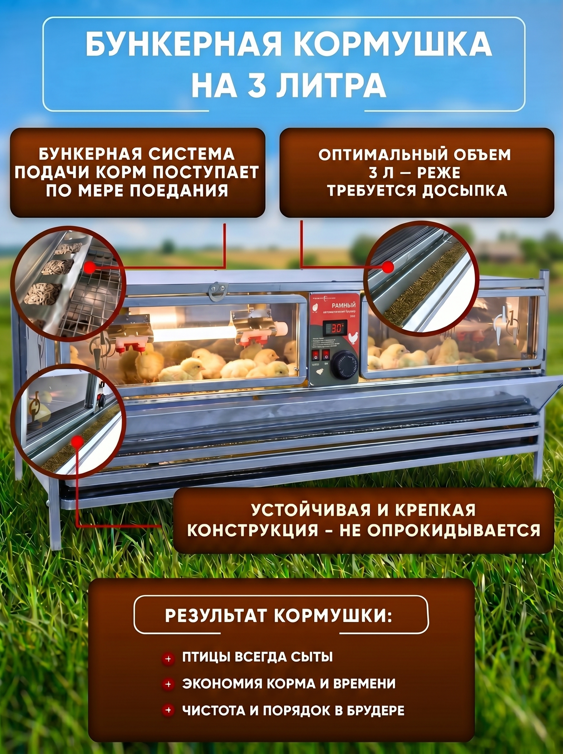 Рамный автоматический брудер 0708 Премиум. Фото 3 Рамный автоматический брудер 0708 Премиум. Фото 3