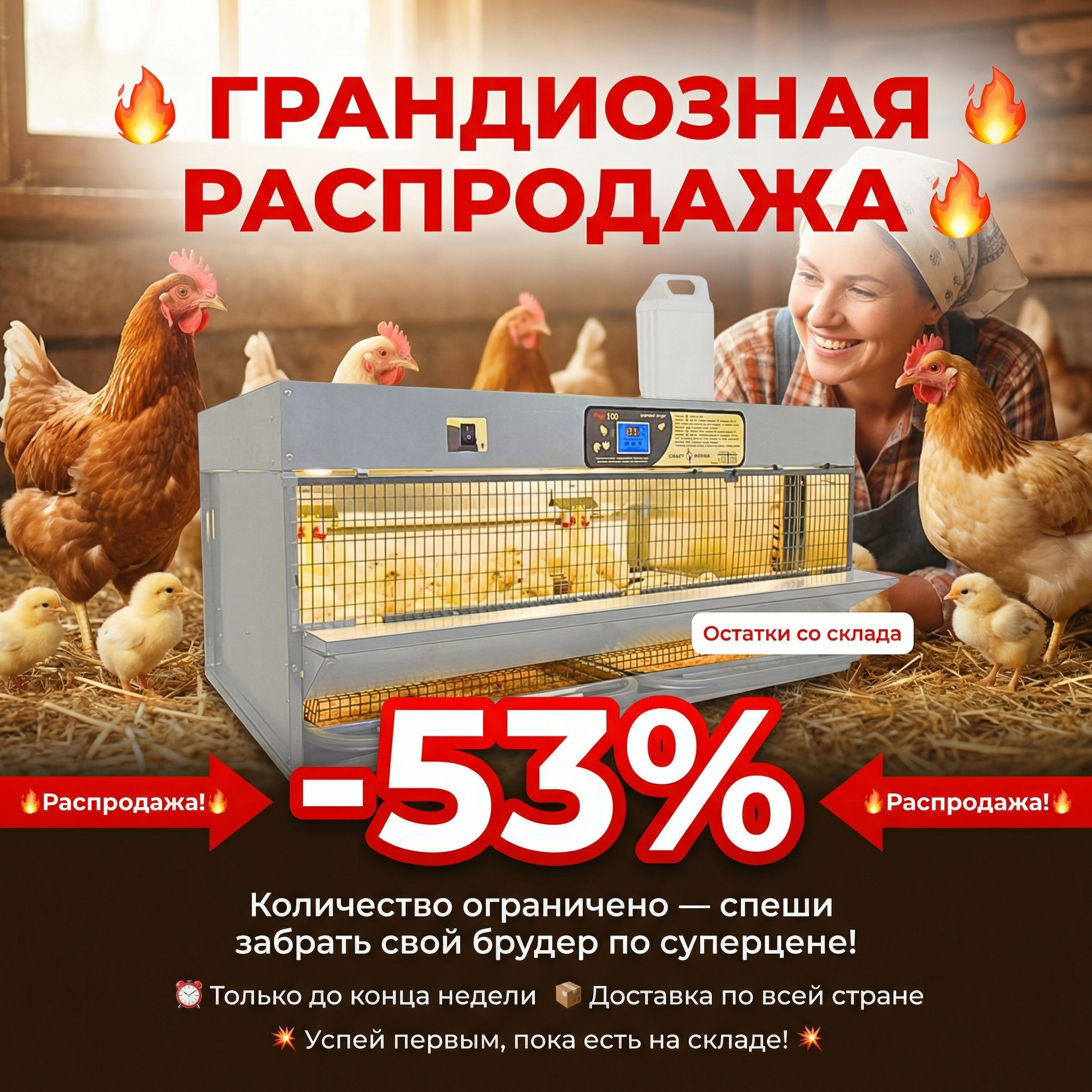 ГРАНДИОЗНАЯ РАСПРОДАЖА! Остатки со склада брудеров со скидкой -53%